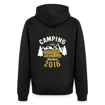 Anniversaire: Camping depuis novembre 2016 Camping-car - Veste à capuche bio Premium Unisexe - noir - Dos - Nico (187cm)