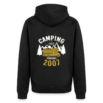 Anniversaire: Camping depuis février 2007 Camping-car - Veste à capuche bio Premium Unisexe - noir - Dos - Nico (187cm)
