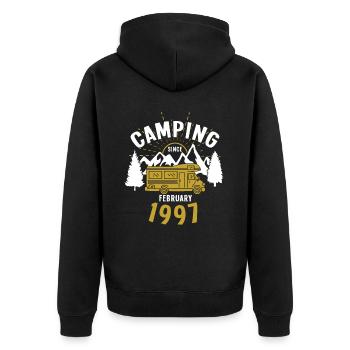 Anniversaire: Camping depuis février 1997 Camping-car - Veste à capuche bio Premium Unisexe - noir - Dos - Nico (187cm)