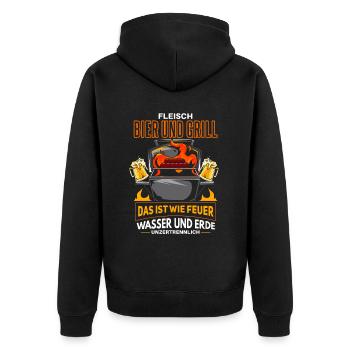 Cooler Griller Barbeque Grillen Spruch - Unisex Premium Bio Zip Hoodie - Schwarz - Hinten - Nico (187cm)
