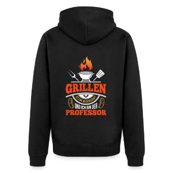 Cooler Griller Barbeque Grillen Spruch - Unisex Premium Bio Zip Hoodie - Schwarz - Hinten - Nico (187cm)