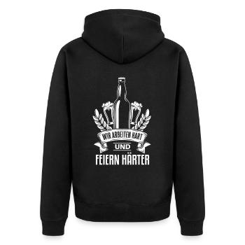 Witziger Landwirt und Bier Spruch - Unisex Premium Bio Zip Hoodie - Schwarz - Hinten - Nico (187cm)