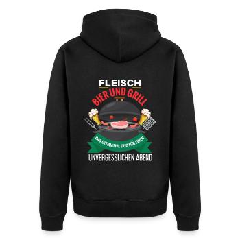 Cooler Griller Barbeque Grillen Spruch - Unisex Premium Bio Zip Hoodie - Schwarz - Hinten - Nico (187cm)