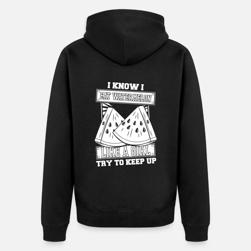 Wassermelone Mädchen - Unisex Premium Bio Zip Hoodie - Schwarz