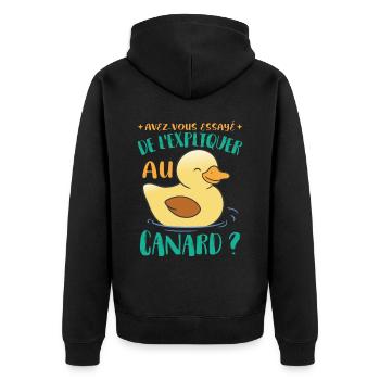 Canard Humour - Veste à capuche bio Premium Unisexe - noir - Dos - Nico (187cm)