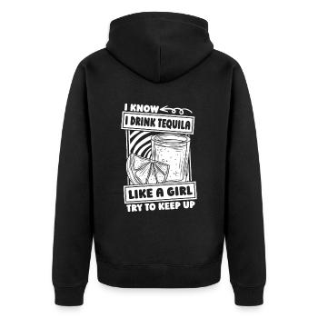 fille de tequila - Veste à capuche bio Premium Unisexe - noir - Dos - Nico (187cm)