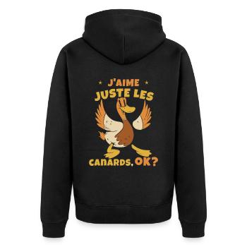 J'Aime Juste Les Canards - Veste à capuche bio Premium Unisexe - noir - Dos - Nico (187cm)