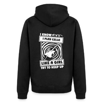 Cello cellist girl - Unisex Premium Organic Zip Hoodie - black - Back - Nico (187cm)