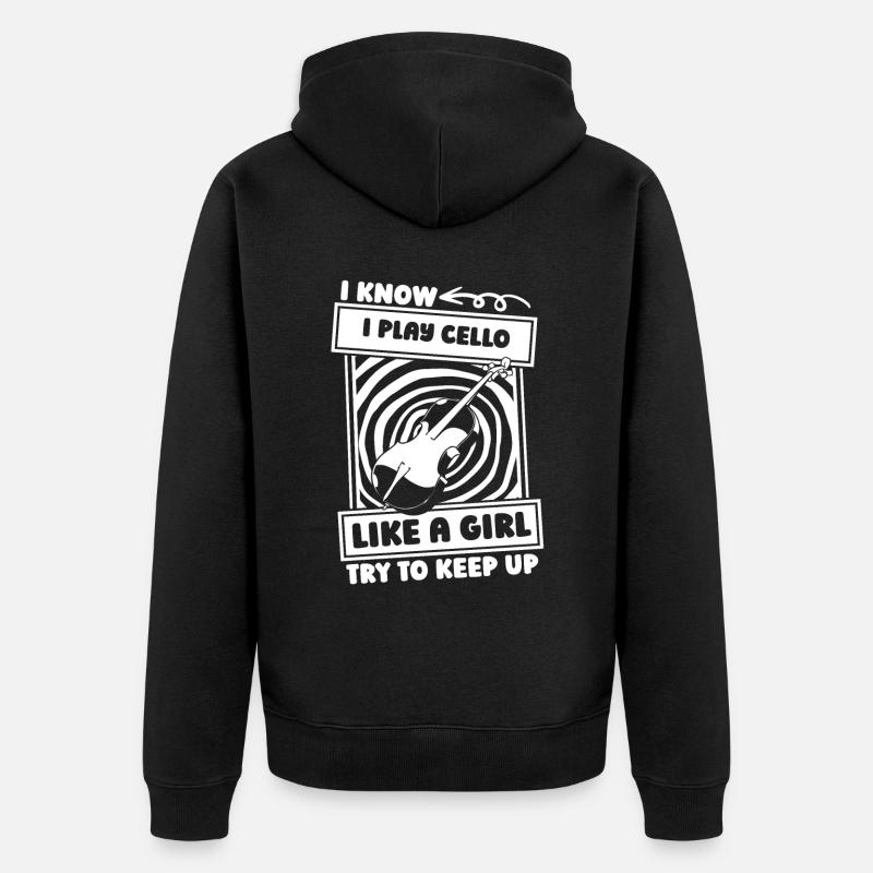 Cello Cellist Mädchen - Unisex Premium Bio Zip Hoodie - Schwarz