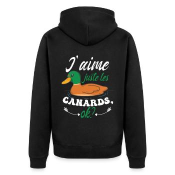 J'aime Juste Les Canards - Veste à capuche bio Premium Unisexe - noir - Dos - Nico (187cm)