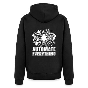 Robotik Ai Roboter Humor Automate Everything - Unisex Premium Bio Zip Hoodie - Schwarz - Hinten - Nico (187cm)
