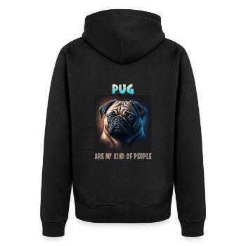 Hunde Spruch Mops Design für Hundeliebhaber - Unisex Premium Bio Zip Hoodie - Schwarz - Hinten - Nico (187cm)