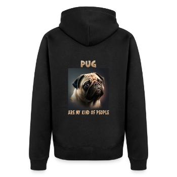 Hunde Spruch Mops Design für Hundeliebhaber - Unisex Premium Bio Zip Hoodie - Schwarz - Hinten - Nico (187cm)