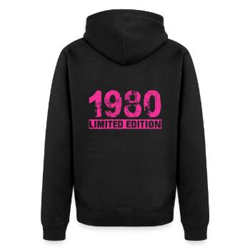 Édition limitée 1980 - Veste à capuche bio Premium Unisexe - noir - Dos - Nico (187cm)