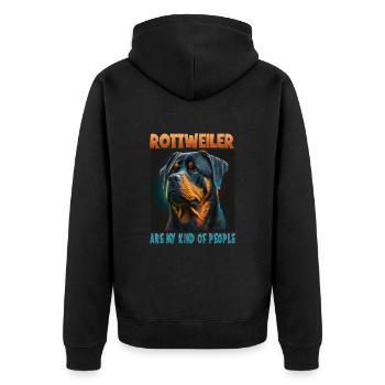 Hunde Spruch Rottweiler Design für Hundeliebhaber - Unisex Premium Bio Zip Hoodie - Schwarz - Hinten - Nico (187cm)