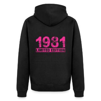 Édition limitée 1981 - Veste à capuche bio Premium Unisexe - noir - Dos - Nico (187cm)