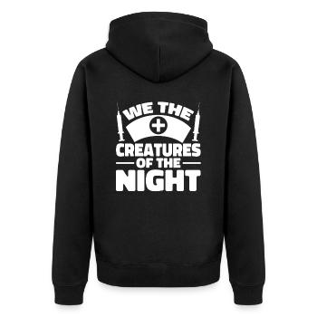 Krankenschwester Kornett - Unisex Premium Bio Zip Hoodie - Schwarz - Hinten - Nico (187cm)