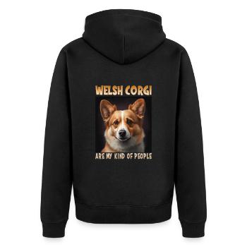 Dog Saying Welsh Corgi Design for Dog Lovers - Unisex Premium Organic Zip Hoodie - black - Back - Nico (187cm)