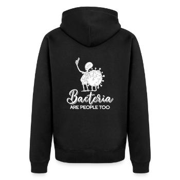 Biologie Biologe Bakterien - Unisex Premium Bio Zip Hoodie - Schwarz - Hinten - Nico (187cm)