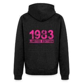 Édition limitée 1983 - Veste à capuche bio Premium Unisexe - noir - Dos - Nico (187cm)