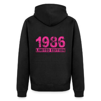 Limited Edition 1986 - Unisex Premium Organic Zip Hoodie - black - Back - Nico (187cm)