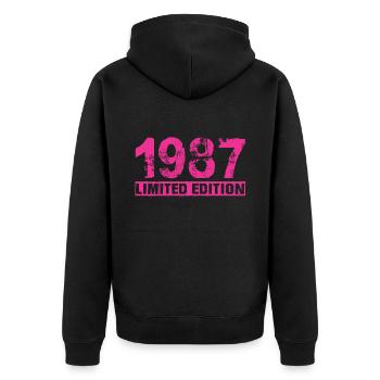 Limited Edition 1987 - Unisex Premium Bio Zip Hoodie - Schwarz - Hinten - Nico (187cm)