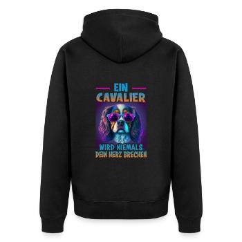 Hunde Spruch Cavalier Spaniel für Hundeliebhaber - Unisex Premium Bio Zip Hoodie - Schwarz - Hinten - Nico (187cm)