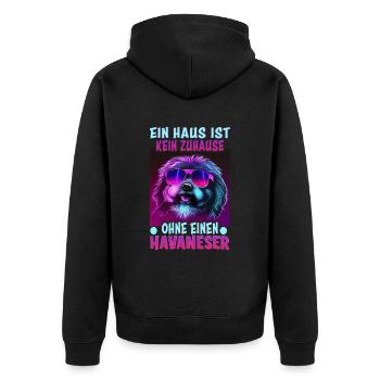 Hunde Spruch Havaneser Design für Hundeliebhaber - Unisex Premium Bio Zip Hoodie - Schwarz - Hinten - Nico (187cm)