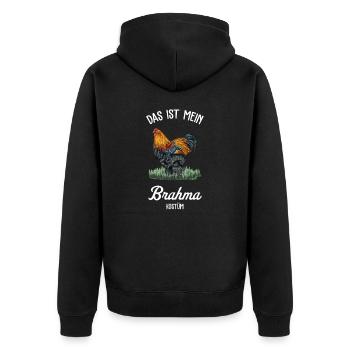 Brahma Hühner I Chicken Geflügel Motiv für - Unisex Premium Bio Zip Hoodie - Schwarz - Hinten - Nico (187cm)