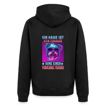 Hunde Spruch Yorkshire Terrier Design für - Unisex Premium Bio Zip Hoodie - Schwarz - Hinten - Nico (187cm)
