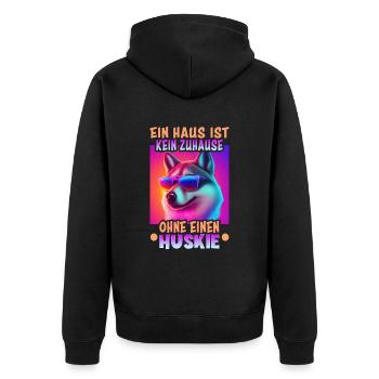 Hunde Spruch Huskie Design für Hundeliebhaber - Unisex Premium Bio Zip Hoodie - Schwarz - Hinten - Nico (187cm)