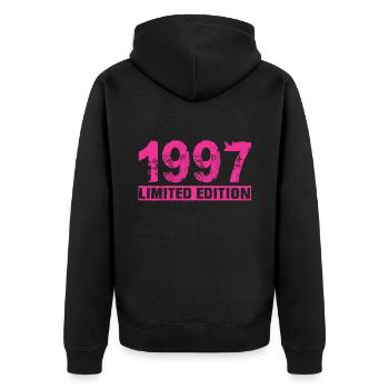 Limited Edition 1997 - Unisex Premium Bio Zip Hoodie - Schwarz - Hinten - Nico (187cm)