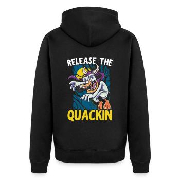 Lassen Sie die Quackin Duckling Bird Waterfowl Ente frei - Unisex Premium Bio Zip Hoodie - Schwarz - Hinten - Nico (187cm)