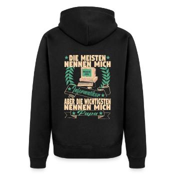 Programmierer Computer Informatiker Vater Papa - Unisex Premium Bio Zip Hoodie - Schwarz - Hinten - Nico (187cm)
