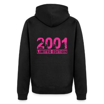 Limited Edition 2001 - Unisex Premium Bio Zip Hoodie - Schwarz - Hinten - Nico (187cm)