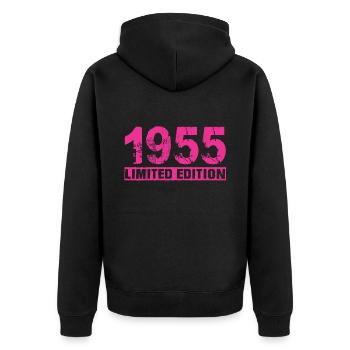 Limited Edition 1955 - Unisex Premium Bio Zip Hoodie - Schwarz - Hinten - Nico (187cm)
