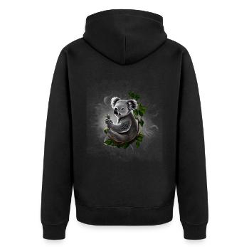 Koalabär - Unisex Premium Bio Zip Hoodie - Schwarz - Hinten - Nico (187cm)