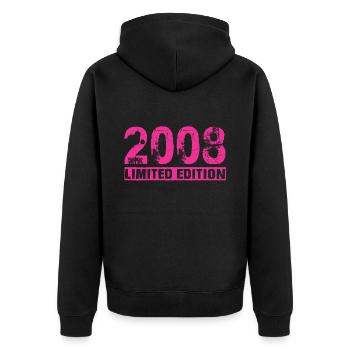 Limited Edition 2008 - Unisex Premium Bio Zip Hoodie - Schwarz - Hinten - Nico (187cm)