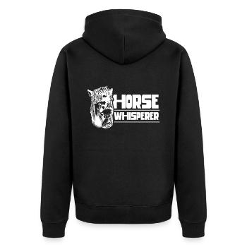 Pferdeflüsterer Pferde Flüsterer Pferd Reiten - Unisex Premium Bio Zip Hoodie - Schwarz - Hinten - Nico (187cm)