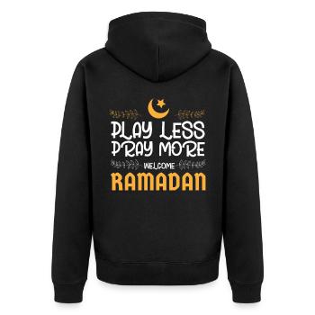 Ramadan, Rabian, Muslim, Islamic - Unisex Premium Organic Zip Hoodie - black - Back - Nico (187cm)
