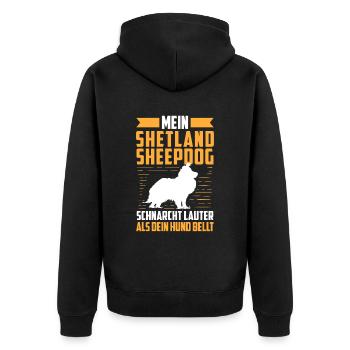 Shetland Sheepdog schnarcht britischer Sheepdog - Unisex Premium Bio Zip Hoodie - Schwarz - Hinten - Nico (187cm)