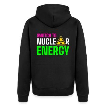 Erneuerbare Energie - Unisex Premium Bio Zip Hoodie - Schwarz - Hinten - Nico (187cm)