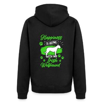 Irish Wolfhound rend Ireland Greyhound heureux - Veste à capuche bio Premium Unisexe - noir - Dos - Nico (187cm)