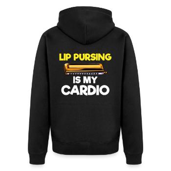 Harmonica player, Harmonica music - Unisex Premium Organic Zip Hoodie - black - Back - Nico (187cm)