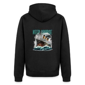 Commic ship in the Stormy Sea - Unisex Premium Organic Zip Hoodie - black - Back - Nico (187cm)