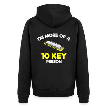 Harmonica player, Harmonica music - Unisex Premium Organic Zip Hoodie - black - Back - Nico (187cm)