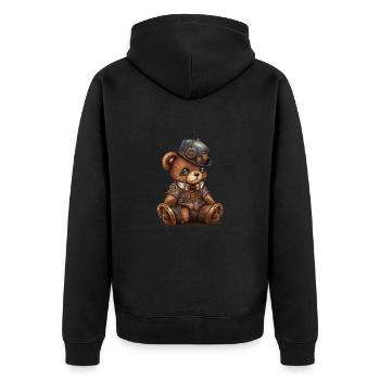 Science-Fiction steampunk Bär - Unisex Premium Bio Zip Hoodie - Schwarz - Hinten - Nico (187cm)