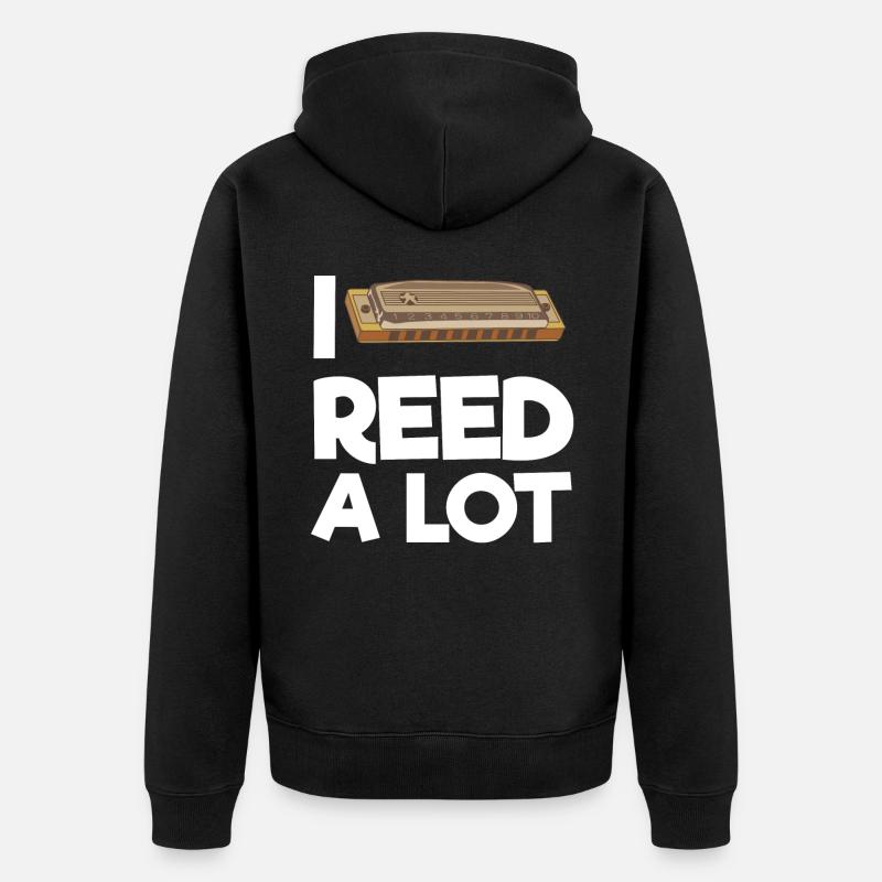 Harmonica player, Harmonica music - Unisex Premium Organic Zip Hoodie - black