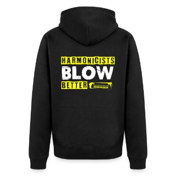 Harmonica player, Harmonica music - Unisex Premium Organic Zip Hoodie - black - Back - Nico (187cm)