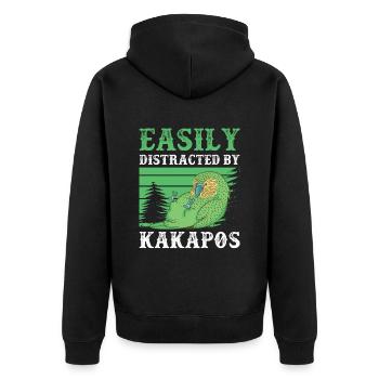 Kakapo abgelenkt durch flugunfähiger Kakapo - Unisex Premium Bio Zip Hoodie - Schwarz - Hinten - Nico (187cm)